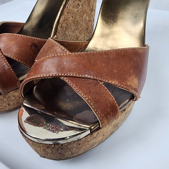 Jimmy Choo Leather Cork Wedges 38.5 - Picture 5 of 9